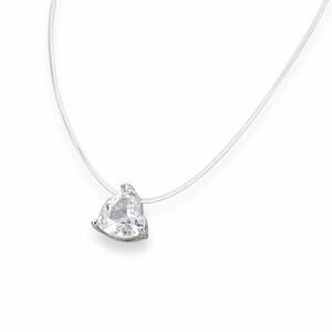 Transparent Rhinestone Heart Pendant Necklace Minimalist Fishing Line chain 18"